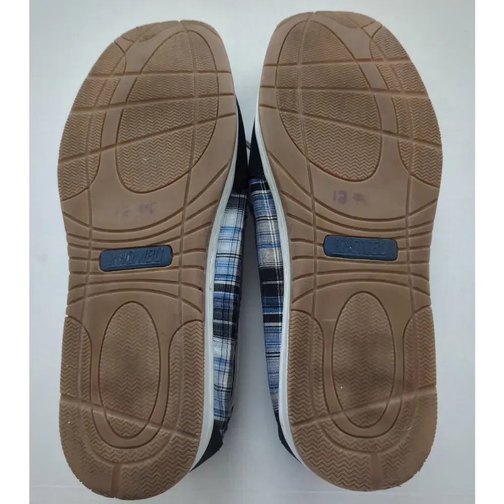 KHOMBU Blue Leather & White Plaid Slip on Boat Shoes women's Size 11